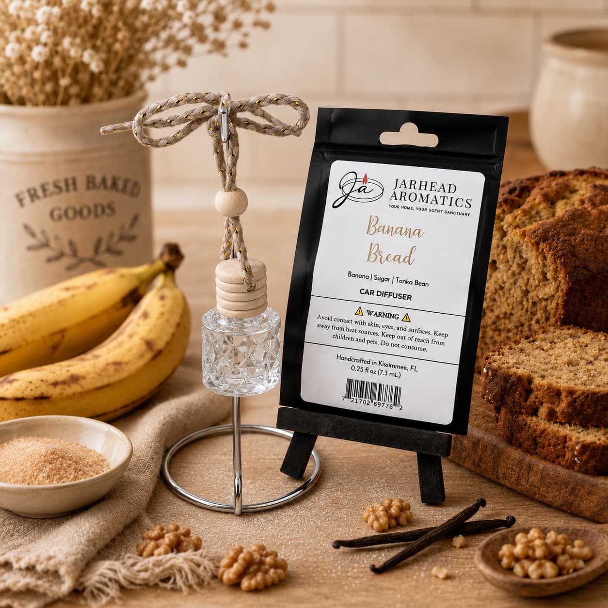 Banana Bread Car Diffuser | Ripe Banana, Walnut & Warm Vanilla
