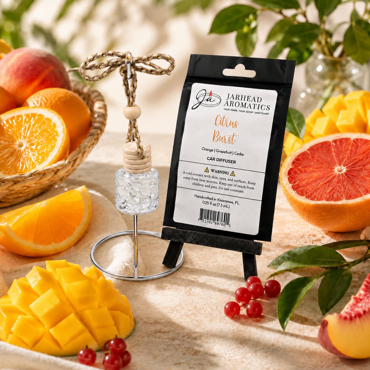 Citrus Burst Car Diffuser | Orange, Mango, Peach & Grapefruit