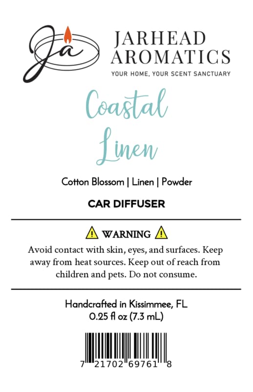 Coastal Linen Car Diffuser | Fresh Linen, Ozone & Sandalwood