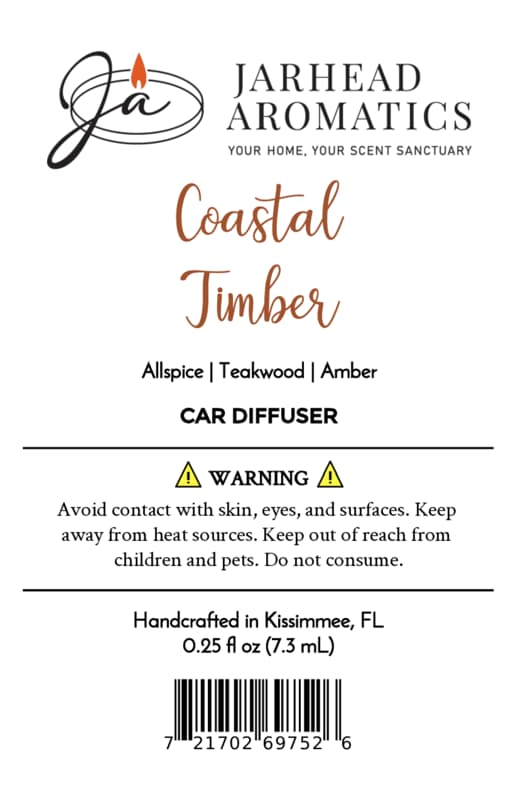 Coastal Timber Car Diffuser | Teakwood, Leather & Warm Amber