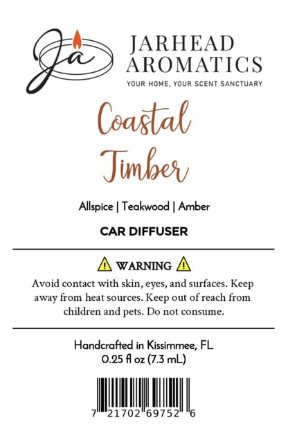 Coastal Timber Car Diffuser | Teakwood, Leather & Warm Amber