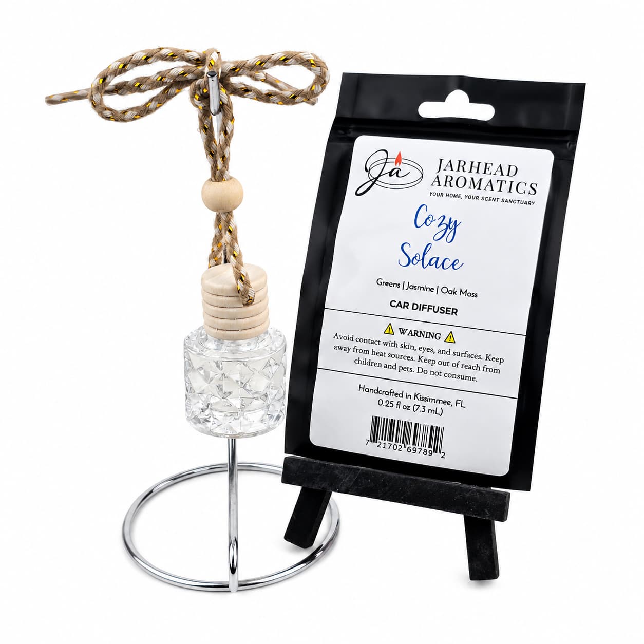 Cozy Solace Car Diffuser | Fresh Greens, Jasmine & Oak Moss