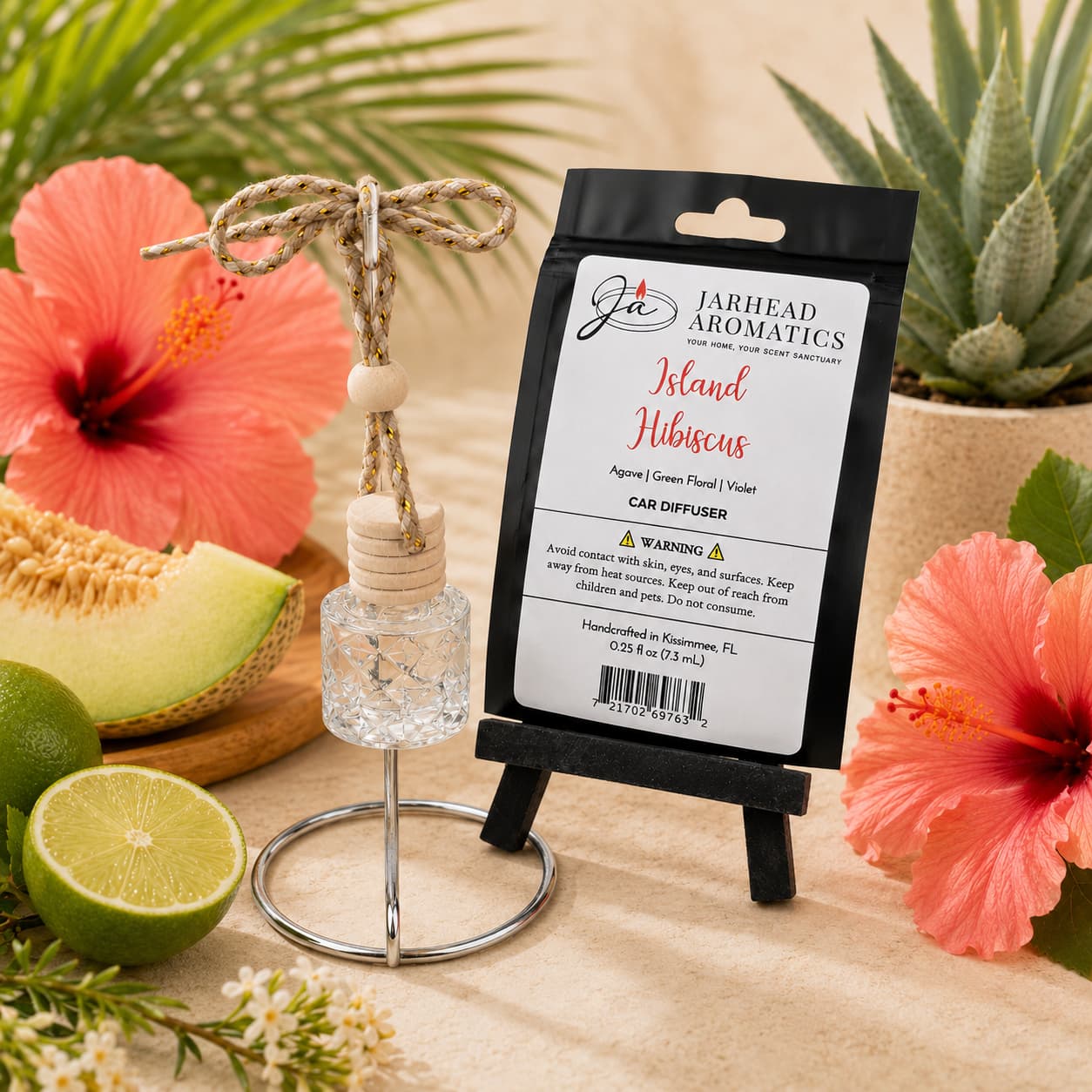 Island Hibiscus Car Diffuser | Honeydew, Lime & Tropical Florals