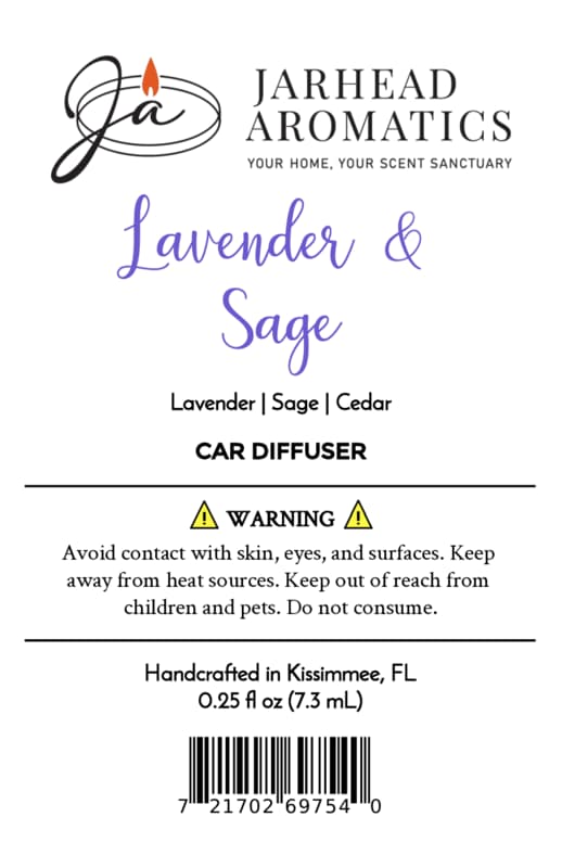 Lavender & Sage Car Diffuser | Lavender, Sage & Sandalwood