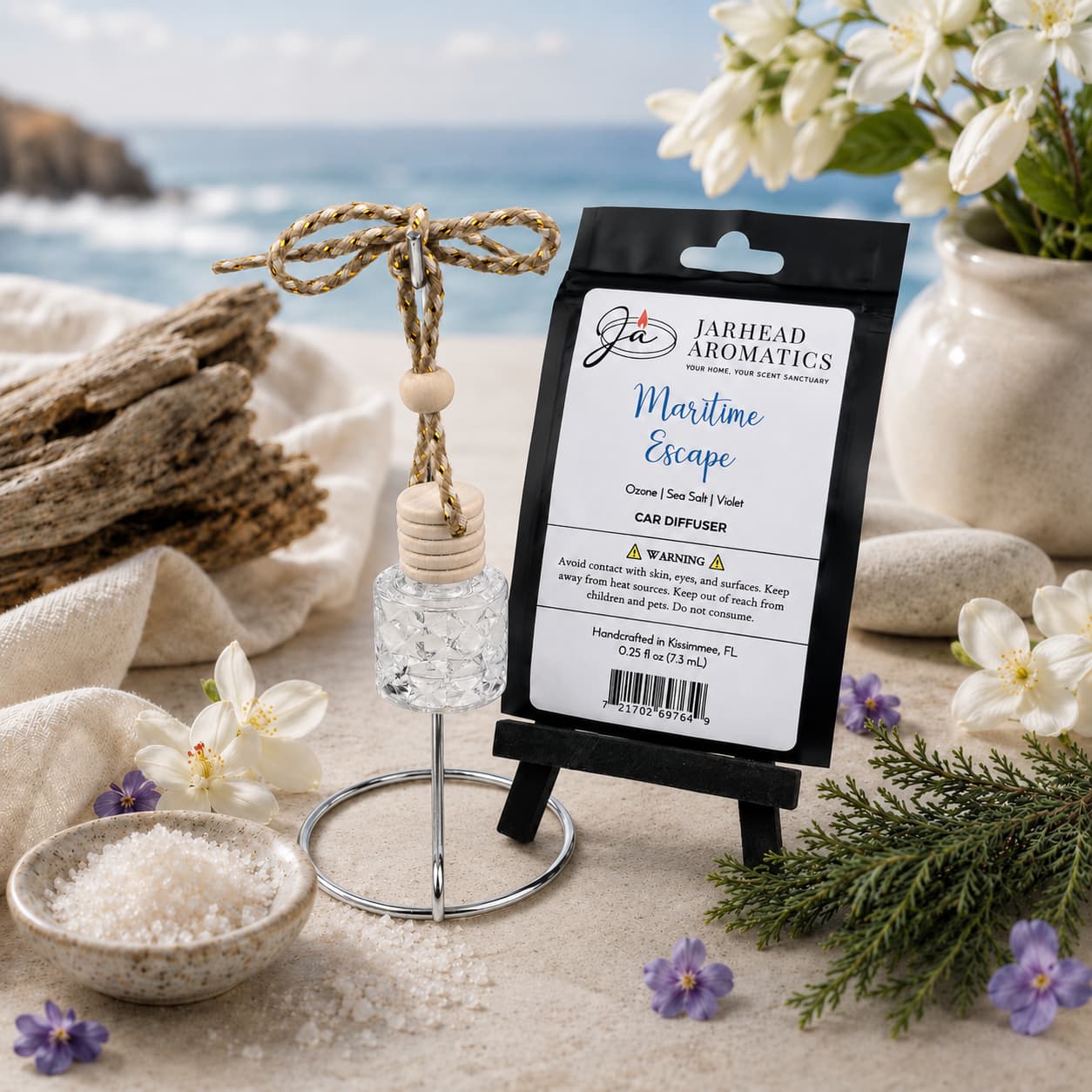 Maritime Escape Car Diffuser | Sea Salt, Ozone & Jasmine