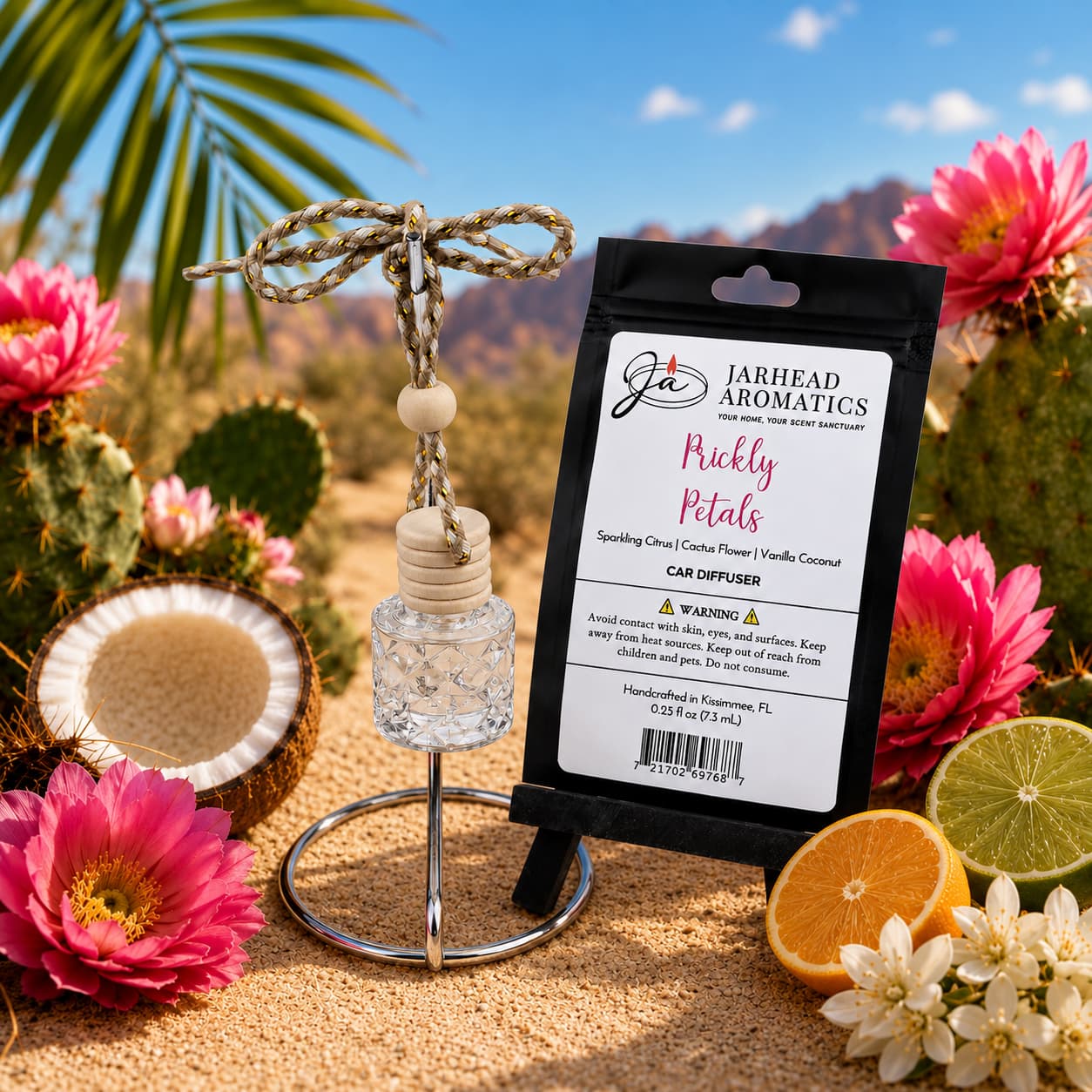 Prickly Petals Car Diffuser | Cactus Flower, Coconut & Sandalwood