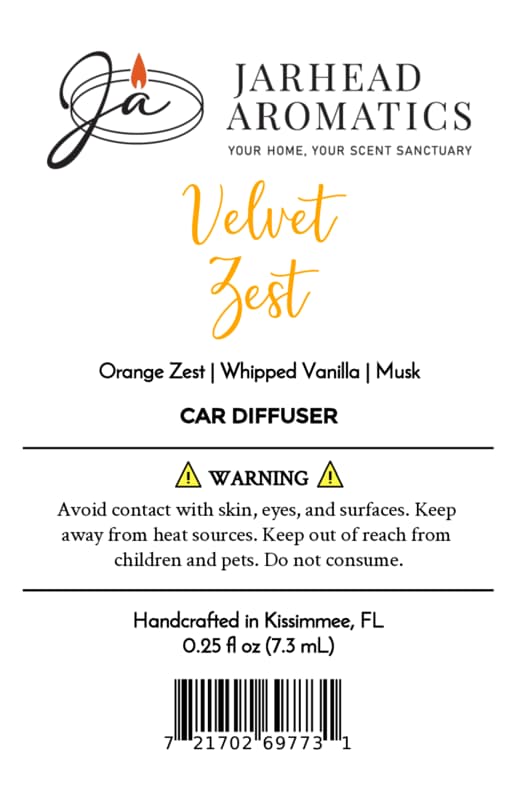 Velvet Zest Car Diffuser | Citrus, Vanilla & Caramel