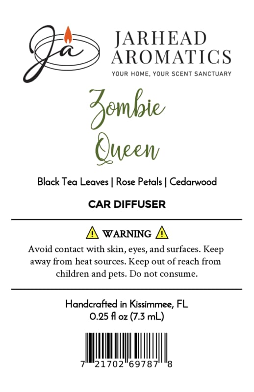 Zombie Queen Car Diffuser | Black Tea, Rose Petals & Cedarwood