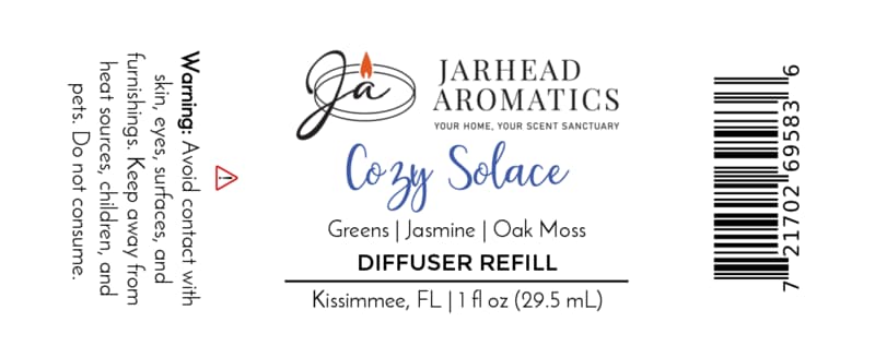 Cozy Solace Car Diffuser Refill | Fresh Greens, Jasmine & Oak Moss