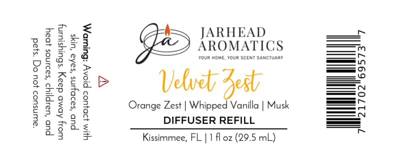 Velvet Zest Car Diffuser Refill | Citrus, Vanilla & Caramel