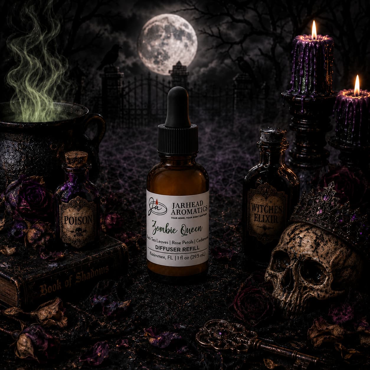Zombie Queen Car Diffuser Refill | Black Tea, Rose Petals & Cedarwood