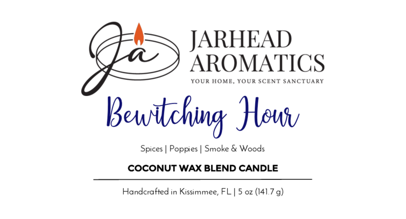 Jarhead Aromatics Bewitching Hour - Coconut Wax Blend Candle: enchanting floral scent with spices, smoke & woods. Mystical perfume, handcrafted in Kissimmee, FL. 5 oz (141.7 g).