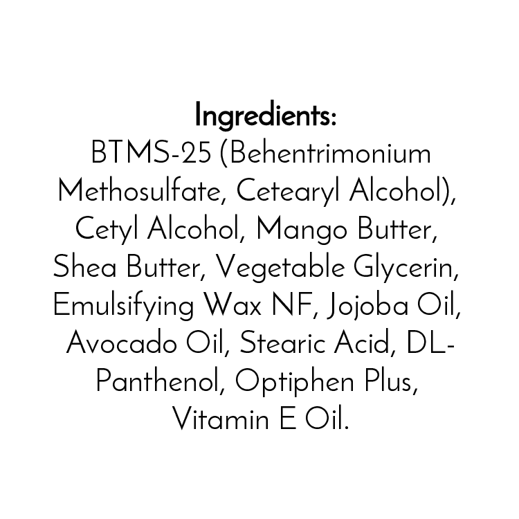 Ingredients: BTMS-25, Cetyl Alcohol, Mango Butter, Shea Butter, Vegetable Glycerin, Emulsifying Wax NF, Jojoba Oil, Avocado Oil, Stearic Acid, DL-Panthenol, Optiphen Plus & Vitamin E. Jarhead Aromatics Fragrance-Free Handmade Conditioner Bar.