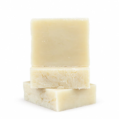 Three bars of Jarhead Aromatics Fragrance-Free Natural Handmade Soap stacked on top of each other.