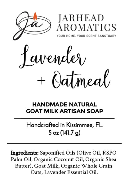 Jarhead Aromatics’ Lavender + Oatmeal Handmade Natural Goat Milk Artisan Soap features calming lavender and gentle oatmeal. This artisan soap is crafted with quality ingredients and is proudly handcrafted in Kissimmee, FL.