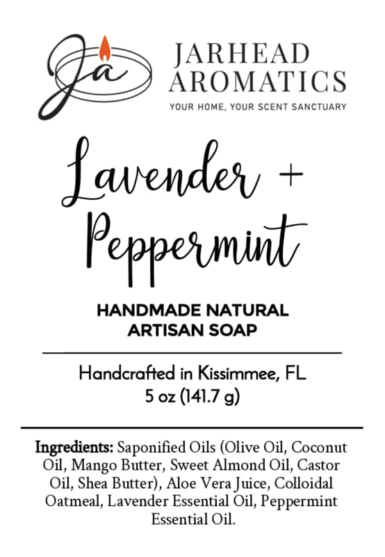 Lavender + Peppermint Handmade Natural Artisan Soap | Calming Lavender & Cooling Peppermint Soap