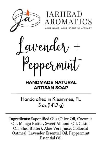 Lavender + Peppermint Handmade Natural Artisan Soap | Calming Lavender & Cooling Peppermint Soap