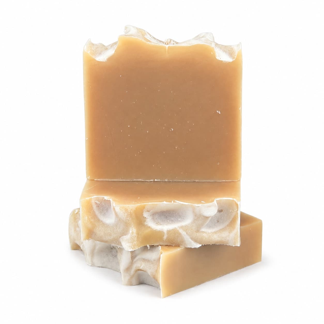 Three rectangular bars of Jarhead Aromatics Lemongrass Handmade Natural Goat Milk Artisan Soap are arranged with two stacked on top and a third bar lying flat beneath them. The bright citrus-herbal soap features a rough, uneven texture with white swirls near the base, all set against a plain white background.