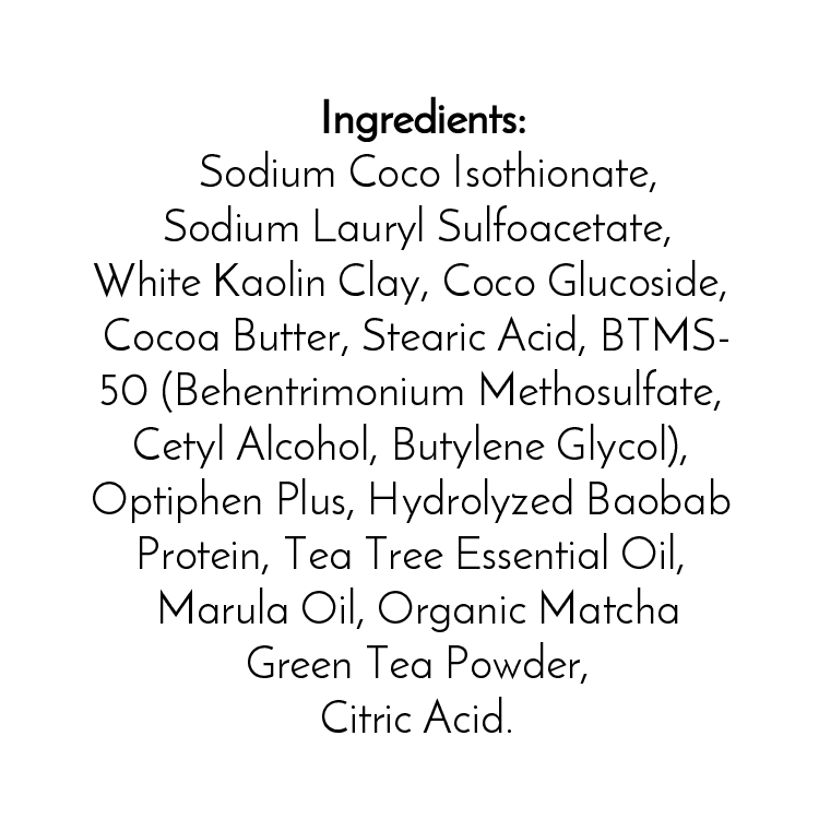 Ingredients such as Sodium Coco Isethionate, Kaolin Clay, Coco Glucoside, and nourishing oils are expertly blended in Jarhead Aromatics’ Tea Tree Handmade Natural Shampoo & Conditioner Bar for a gentle, natural hair care experience.